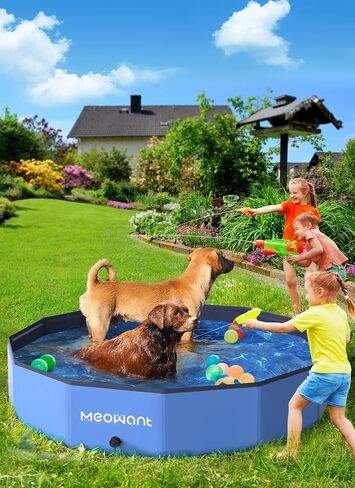 Meowant Extra Large Dog Pool Foldable 87'', Hard Plastic Dog Swimming Pool Kiddie Pool, Collapsible Dog Pet Bath Pool, Portable Deep Dog Pools for Large Dogs (4XL-87'' × 16'') in Saudi Arabia