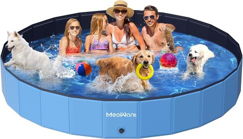 Meowant Extra Large Dog Pool Foldable 87'', Hard Plastic Dog Swimming Pool Kiddie Pool, Collapsible Dog Pet Bath Pool, Portable Deep Dog Pools for Large Dogs (4XL-87'' × 16'') in Saudi Arabia