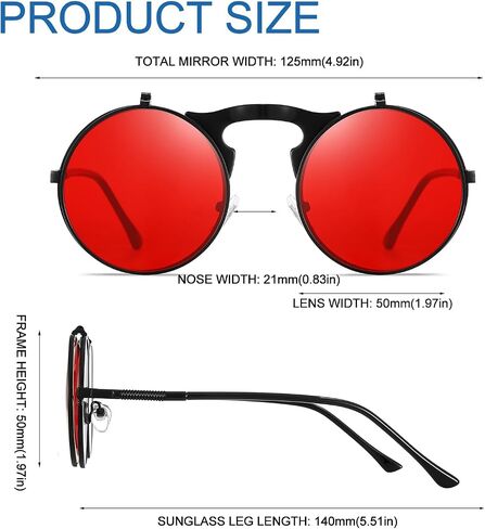 GLCLRS Round Flip Up Sunglasses – Small Flip-Up Shades with Double Lenses -Cool Glasses for Raves and 90s Vibes in Saudi Arabia