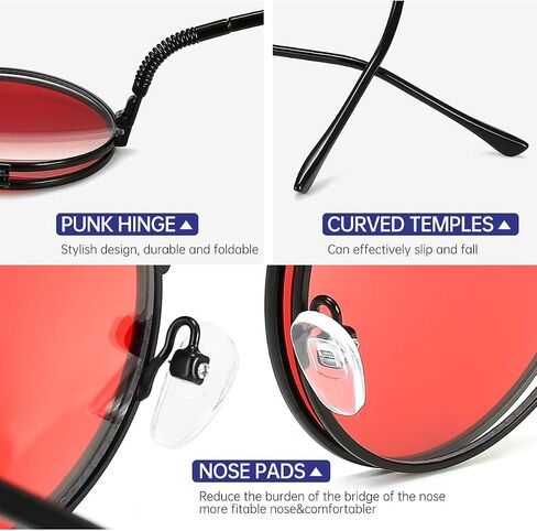 GLCLRS Round Flip Up Sunglasses – Small Flip-Up Shades with Double Lenses -Cool Glasses for Raves and 90s Vibes in Saudi Arabia