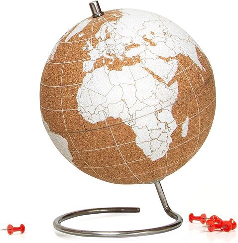 SUCK UK - LARGE COLORED DESKTOP CORK GLOBE | PUSH PINS INCLUDED | EDUCATIONAL WORLD MAP | TRAVEL ACCESSORIES | ADVENTURE & MEMORIES DISPLAY | MULTICOLOR | 30CM in Saudi Arabia