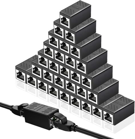 موسع إيثرنت 30 حزمة من HONGCHAUS، موسع كابل إيثرنت، وصلة RJ45 أنثى إلى أنثى محول إيثرنت تمديد طول كابل إيثرنت لـ Cat7/ Cat6/ Cat5/ Cat5e (أسود) in Kuwait