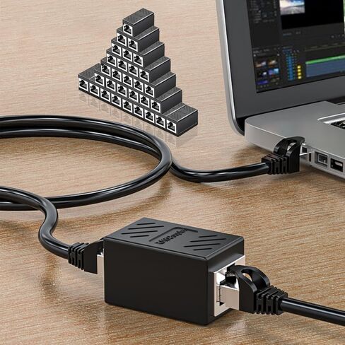 موسع إيثرنت 30 حزمة من HONGCHAUS، موسع كابل إيثرنت، وصلة RJ45 أنثى إلى أنثى محول إيثرنت تمديد طول كابل إيثرنت لـ Cat7/ Cat6/ Cat5/ Cat5e (أسود) in Kuwait