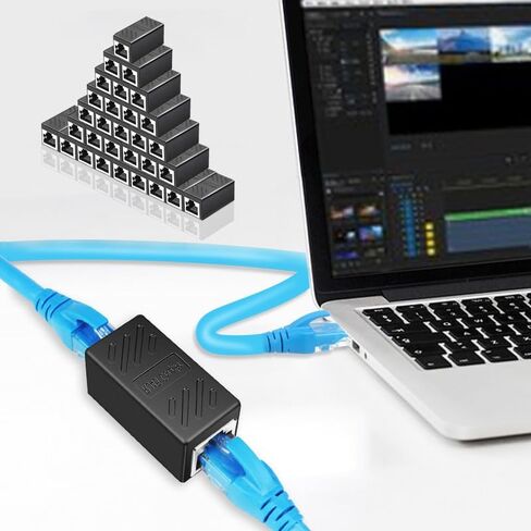 موسع إيثرنت 30 حزمة من HONGCHAUS، موسع كابل إيثرنت، وصلة RJ45 أنثى إلى أنثى محول إيثرنت تمديد طول كابل إيثرنت لـ Cat7/ Cat6/ Cat5/ Cat5e (أسود) in Kuwait