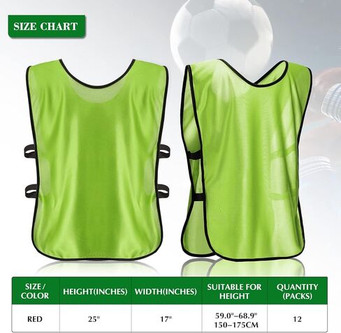 24 حزمة من قمصان كرة القدم Pinnies كرة القدم مشاجرة سترة ممارسة كرة السلة جيرسي الكرة الطائرة سترات مشاجرة للبالغين وفريق الأطفال الشباب، أخضر فلوري in Kuwait