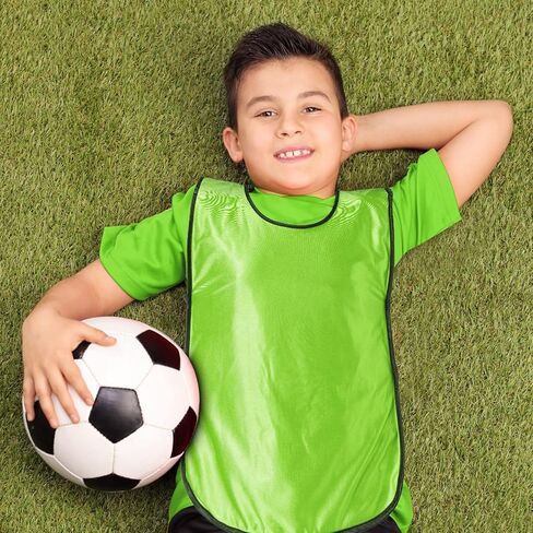 24 حزمة من قمصان كرة القدم Pinnies كرة القدم مشاجرة سترة ممارسة كرة السلة جيرسي الكرة الطائرة سترات مشاجرة للبالغين وفريق الأطفال الشباب، أخضر فلوري in Kuwait