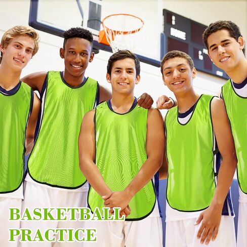 24 حزمة من قمصان كرة القدم Pinnies كرة القدم مشاجرة سترة ممارسة كرة السلة جيرسي الكرة الطائرة سترات مشاجرة للبالغين وفريق الأطفال الشباب، أخضر فلوري in Kuwait