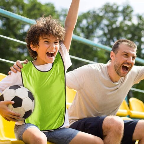 24 حزمة من قمصان كرة القدم Pinnies كرة القدم مشاجرة سترة ممارسة كرة السلة جيرسي الكرة الطائرة سترات مشاجرة للبالغين وفريق الأطفال الشباب، أخضر فلوري in Kuwait