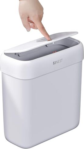 funest Bathroom Small Trash Can with Lid,10L / 2.7 Gallon Slim Garbage Bin Wastebasket with Press Top Lid for Bedroom,Rv,Office,Kitchen,Craft Room in Saudi Arabia
