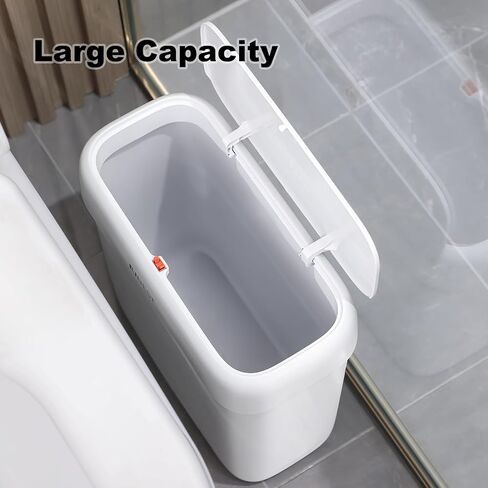 funest Bathroom Small Trash Can with Lid,10L / 2.7 Gallon Slim Garbage Bin Wastebasket with Press Top Lid for Bedroom,Rv,Office,Kitchen,Craft Room in Saudi Arabia