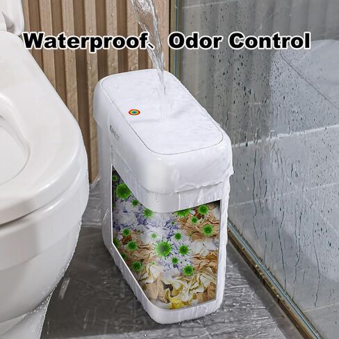 funest Bathroom Small Trash Can with Lid,10L / 2.7 Gallon Slim Garbage Bin Wastebasket with Press Top Lid for Bedroom,Rv,Office,Kitchen,Craft Room in Saudi Arabia