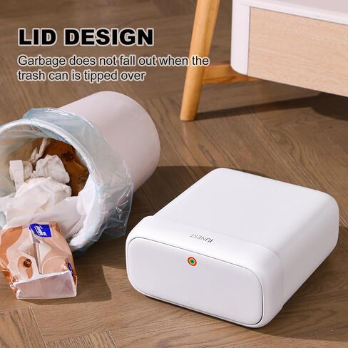 funest Bathroom Small Trash Can with Lid,10L / 2.7 Gallon Slim Garbage Bin Wastebasket with Press Top Lid for Bedroom,Rv,Office,Kitchen,Craft Room in Saudi Arabia