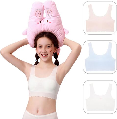 LING DANG GIRL Training Bras for Girls 7-11,10-16 3 Packs Lightweight Breathable in Saudi Arabia