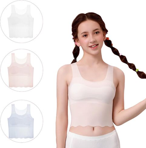 LING DANG GIRL Training Bras for Girls 7-11,10-16 3 Packs Lightweight Breathable in Saudi Arabia