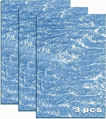 TOEPODO Pearlescent Ripple/Stream Acrylic Sheet 1/8 سمك مميز من زجاج شبكي مصبوب نمط تيار للديكور المنزلي DIY Craft Festival Art Design (3، معدن أزرق، 8 × 12 بوصة) in Kuwait