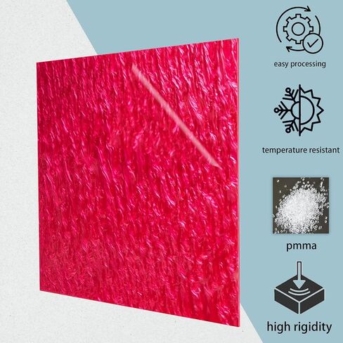 TOEPODO Pearlescent Ripple/Stream Acrylic Sheet 1/8 سمك مميز من زجاج شبكي مصبوب نمط تيار للديكور المنزلي DIY Craft Festival Art Design (3، معدن أزرق، 8 × 12 بوصة) in Kuwait