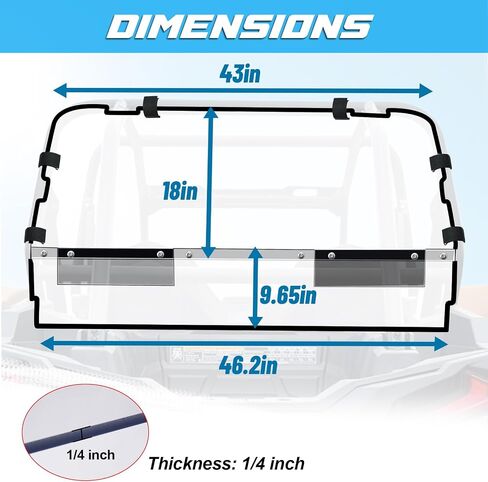 StarknightMT RZR Rear Window, Clear Windscreen Compatible with 2014-2023 Polaris RZR XP 1000/4 1000 2016-2022 RZR XP TURBO/ 4 TURBO RZR Accessories Parts Back Dust Panel in Saudi Arabia