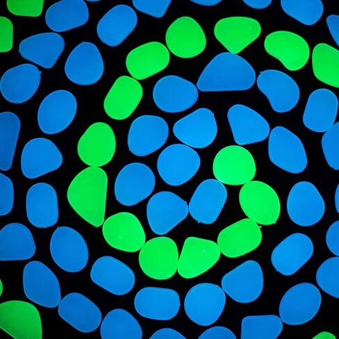 Stymx 520 PCS Glow Stones, Glow in Dark Gardon Glow Pebbles Luminous Rocks for Walkways Yard Aquarium Fish Tank Decoration Powered by Light and Solar (Green + Blue) in Saudi Arabia
