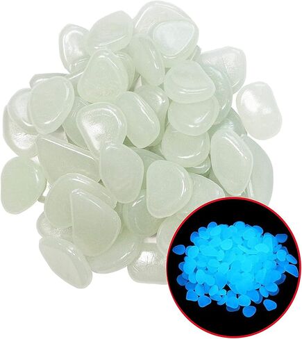 Stymx 520 PCS Glow Stones, Glow in Dark Gardon Glow Pebbles Luminous Rocks for Walkways Yard Aquarium Fish Tank Decoration Powered by Light and Solar (Green + Blue) in Saudi Arabia