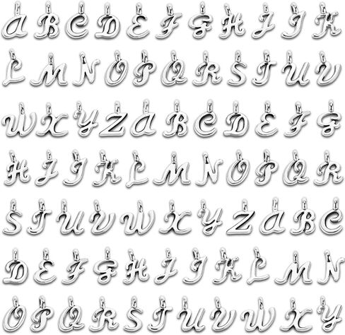 BigOtters 156 قطعة من سحر الحروف ABC، قلادة صغيرة من A-Z على شكل حرف أبجدي مع 200 قطعة من حلقات القفز المفتوحة لصنع المجوهرات بنفسك in Kuwait