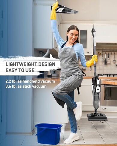 مكنسة كهربائية Hihhy، مكنسة كهربائية بسلك، مكنسة كهربائية صغيرة محمولة 4 في 1 للمنزل، مكنسة كهربائية صغيرة خفيفة الوزن 20 كيلو باسكال 600 واط، شفط قوي، محمولة باليد للأرضيات الصلبة in Kuwait