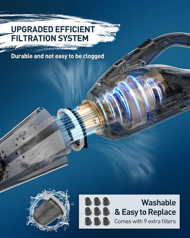 مكنسة كهربائية Hihhy، مكنسة كهربائية بسلك، مكنسة كهربائية صغيرة محمولة 4 في 1 للمنزل، مكنسة كهربائية صغيرة خفيفة الوزن 20 كيلو باسكال 600 واط، شفط قوي، محمولة باليد للأرضيات الصلبة in Kuwait