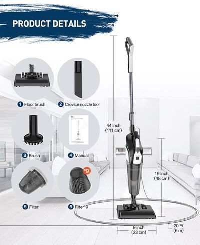 مكنسة كهربائية Hihhy، مكنسة كهربائية بسلك، مكنسة كهربائية صغيرة محمولة 4 في 1 للمنزل، مكنسة كهربائية صغيرة خفيفة الوزن 20 كيلو باسكال 600 واط، شفط قوي، محمولة باليد للأرضيات الصلبة in Kuwait