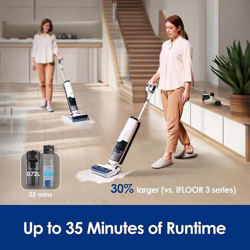 Tineco Floor ONE S5 Smart Cordless Wet Dry Vacuum Cleaner and Mop for Hard Floors, Digital Display, Long Run Time, Great for Sticky Messes and Pet Hair, Space-Saving Design, Blue in Saudi Arabia