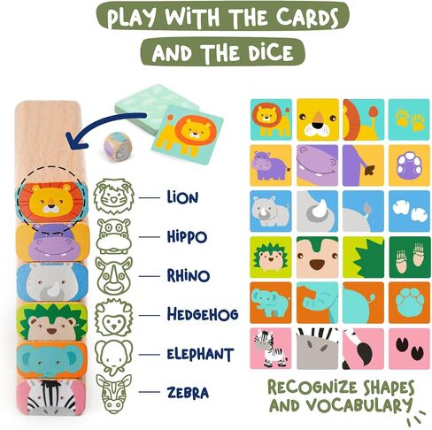 Nene Toys Wooden Tumble Tower Game with Animals & Colors, 4-in-1 Educational Family Board Game for Kids Ages 3-9, Creativity & Cognitive Skills Booster - Gift for Boys Girls 3+ Years in Saudi Arabia