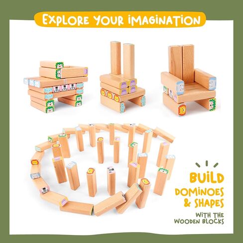 Nene Toys Wooden Tumble Tower Game with Animals & Colors, 4-in-1 Educational Family Board Game for Kids Ages 3-9, Creativity & Cognitive Skills Booster - Gift for Boys Girls 3+ Years in Saudi Arabia
