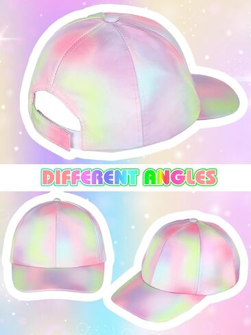 Bonuci 5 Pcs Girls Unicorn Theme Beach Hat Tie Dye Adjustable Baseball Cap Unicorn Bag Necklace Jewelry Hair Scrunchies for Beach Summer in Saudi Arabia