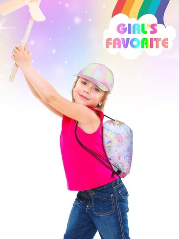 Bonuci 5 Pcs Girls Unicorn Theme Beach Hat Tie Dye Adjustable Baseball Cap Unicorn Bag Necklace Jewelry Hair Scrunchies for Beach Summer in Saudi Arabia