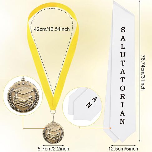 Remuuly 2 Pcs Graduation Award Medal and Graduation Stole Set Award Medal 60 Inches Graduation Stole for Graduation Students in Saudi Arabia