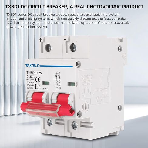 DC MCB Miniature Circuit Breaker 2P 80A 100A 125A 600V Solar Mini Circuit Breaker Battery Switch DIN Rail Mount Short Circuit Protection Disconnect Switch Isolator for Solar PV System (125A) in Saudi Arabia