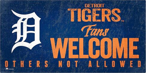 لافتة ترحيب لمشجعي فريق MLB Detroit Tigers للجنسين، لون الفريق، 6 × 12 in Saudi Arabia