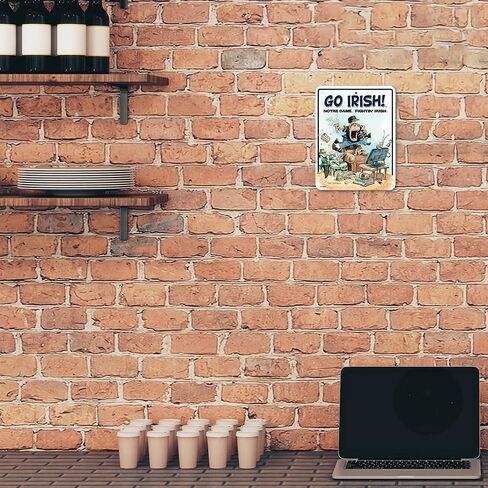 Rico Industries NCAA Notre Dame Fighting Irish - ND Gary Patterson The Fan 8.5 بوصة × 11 بوصة لافتة وقوف السيارات المعدنية من ألياف الكربون - رائعة لكهف الرجل، غرفة النوم، المكتب، ديكور المنزل، أبيض، 10 × 12 in Kuwait