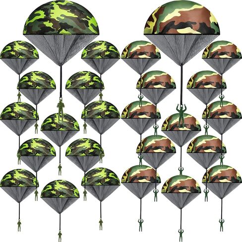 60 Pcs Army Camo Parachute Toys Hand Throwing Camo Parachute Men Toy Plastic Soldiers Army Toy Parachute Army Action Figures Hand Throw Outdoor Flying Gifts for Boys Girls Outdoor Party Game, 2 Styles in Saudi Arabia