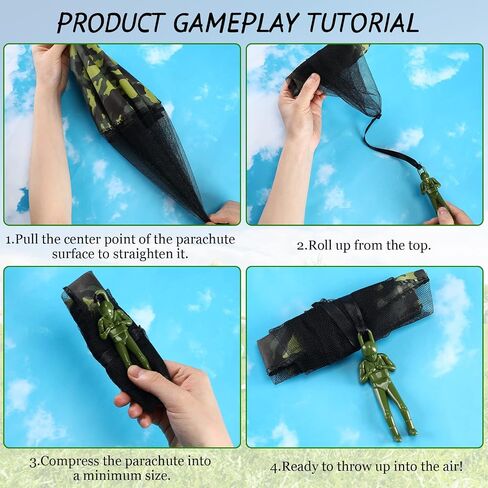 60 Pcs Army Camo Parachute Toys Hand Throwing Camo Parachute Men Toy Plastic Soldiers Army Toy Parachute Army Action Figures Hand Throw Outdoor Flying Gifts for Boys Girls Outdoor Party Game, 2 Styles in Saudi Arabia