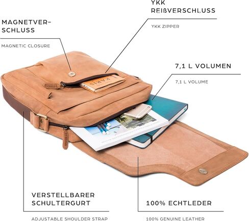 LEABAGS Amsterdam genuine buffalo leather shoulder bag I Vintage look I Fits a 13 inch laptop I Small messenger bag in Kuwait