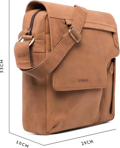 LEABAGS Amsterdam genuine buffalo leather shoulder bag I Vintage look I Fits a 13 inch laptop I Small messenger bag in Kuwait