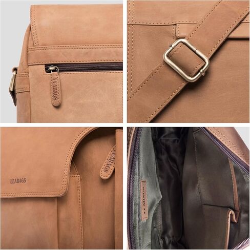 LEABAGS Amsterdam genuine buffalo leather shoulder bag I Vintage look I Fits a 13 inch laptop I Small messenger bag in Kuwait