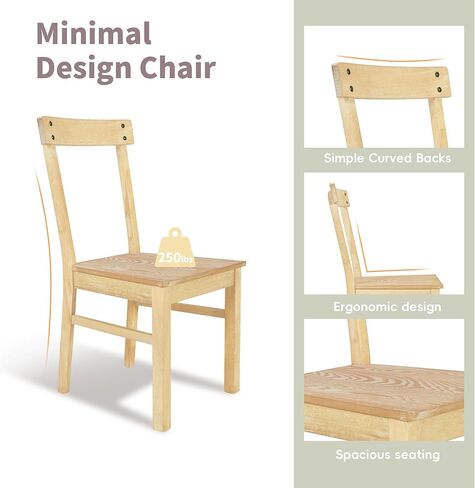 مجموعة حجرة طعام صغيرة مكونة من 5 قطع من HAUSHECK، أثاث طاولة مطبخ ريفي لغرفة الطعام، توفير مدمج مع سطح طاولة قابل للتمديد، 4 كراسي من الخشب الصلب، مثالية للمساحة الصغيرة، طبيعية in Kuwait