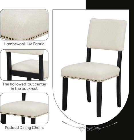 HAUSHECK Minimalist Table Set for 4 People, Smooth Round Tabletop, Upholstered Dining Chairs, Pine Wood Legs, Modern Dinette Kitchen TableandChairs Home Furniture for Small Places, Black in Kuwait