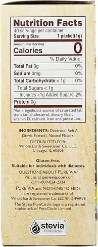 Pure Via Stevia Packet 40 Count, 1.4 oz in Saudi Arabia