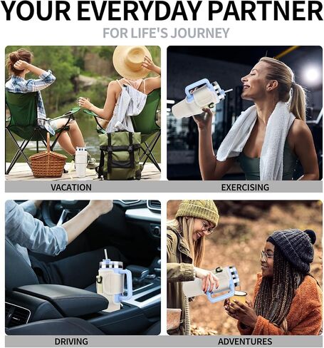 EKONAER Water Bottle Carrier Bag with Phone Pocket Handle for Stanley 40 Oz Tumbler Cup Accessories with Adjustable Shoulder & Hand Strap(White) in Saudi Arabia