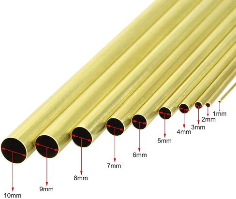 FitFit G Brass Tube, 1.5mm 2.5mm 3.5mm 4.5mm 5.5mm 6.5mm 7.5mm 8.5mm 9.5mm 11mm OD x 0.2mm Thickness, 300mm Length Seamless Round Pipe Tubing, 10pcs in Saudi Arabia