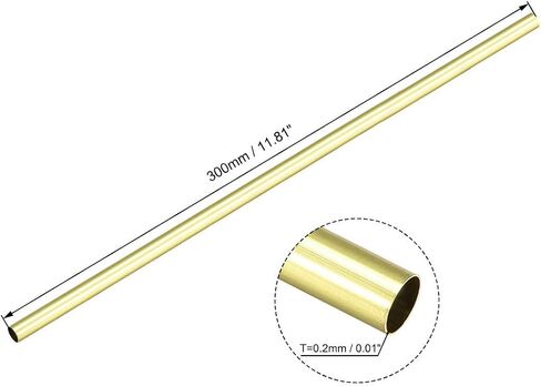 FitFit G Brass Tube, 1.5mm 2.5mm 3.5mm 4.5mm 5.5mm 6.5mm 7.5mm 8.5mm 9.5mm 11mm OD x 0.2mm Thickness, 300mm Length Seamless Round Pipe Tubing, 10pcs in Saudi Arabia