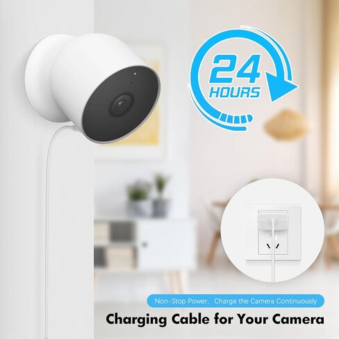 كابل طاقة بطول 32.8 قدم متوافق مع كاميرا Google Nest Cam الخارجية أو الداخلية، بطارية (الجيل الثاني)، كابل شحن مقاوم للطقس مع محول لكاميرا Nest Cam (بطارية) كابل شاحن 5 فولت 2 أمبير in Saudi Arabia