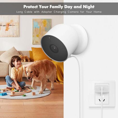 كابل طاقة بطول 32.8 قدم متوافق مع كاميرا Google Nest Cam الخارجية أو الداخلية، بطارية (الجيل الثاني)، كابل شحن مقاوم للطقس مع محول لكاميرا Nest Cam (بطارية) كابل شاحن 5 فولت 2 أمبير in Saudi Arabia