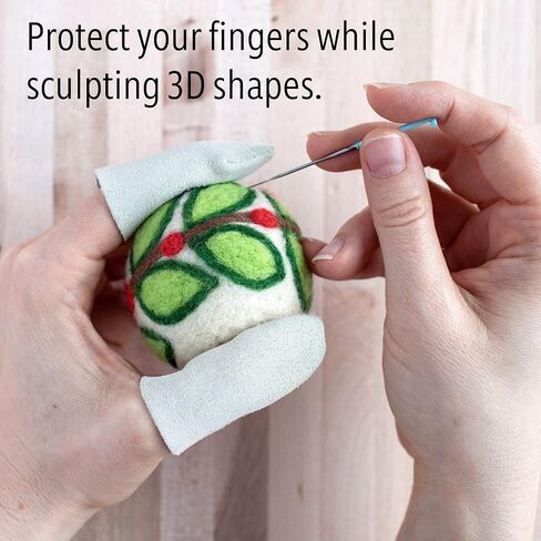 واقيات الأصابع الجلدية للتلبيد بالإبرة | جلد سويدي أصلي سميك | حماية الأصابع للصياغة | مقاس واحد يناسب معظم البالغين | كشتبان للتطريز | مهود DIY والخياطة in Kuwait